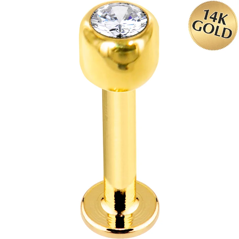 Stylish Lip Rings for All Occasions14 Gauge Solid 14KT Yellow Gold Cubic Zirconia Labret - 3/8 5mm Stylish Lip Rings for All Occasions14 Gauge Solid 14KT Yellow Gold Cubic Zirconia Labret - 3/8 5mm