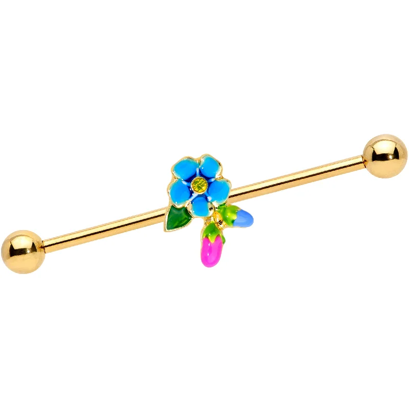 Women's Earrings – Elegant Designs for Every Personality--14 Gauge Yellow Gem Gold Tone Neon Flower Industrial Barbell 38mm Women's Earrings – Elegant Designs for Every Personality--14 Gauge Yellow Gem Gold Tone Neon Flower Industrial Barbell 38mm