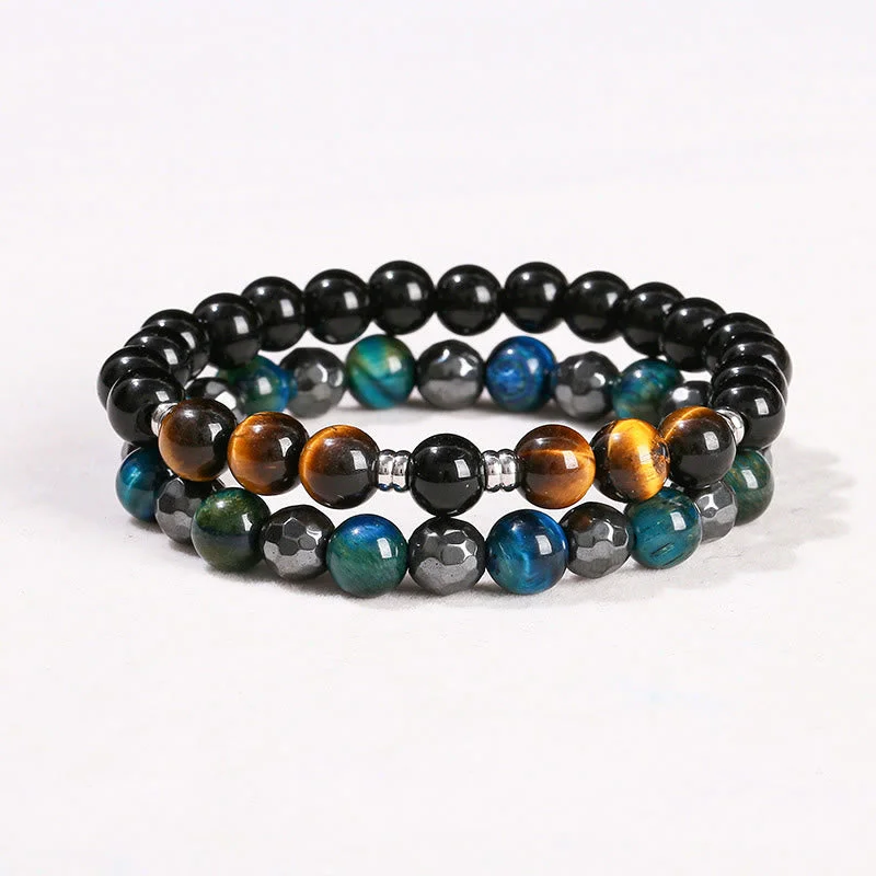 Adjustable Beaded Bracelets for Men-Buddha Stones 2Pcs Hematite Tiger Eye Blue Tiger Eye Powerful Bracelet Set Adjustable Beaded Bracelets for Men-Buddha Stones 2Pcs Hematite Tiger Eye Blue Tiger Eye Powerful Bracelet Set