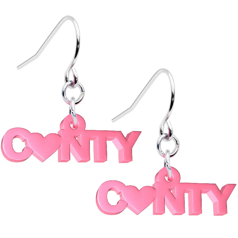 Women's Earrings – Elegant Designs for Every Personality--Pink Acrylic Cunty Heart Dangle Earrings
