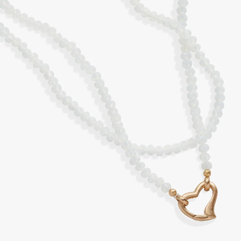 Shop Classic Women's Necklaces & Pendants with a Modern Twist-Moonstone Beaded Heart Clasp Necklace Shop Classic Women's Necklaces & Pendants with a Modern Twist-Moonstone Beaded Heart Clasp Necklace