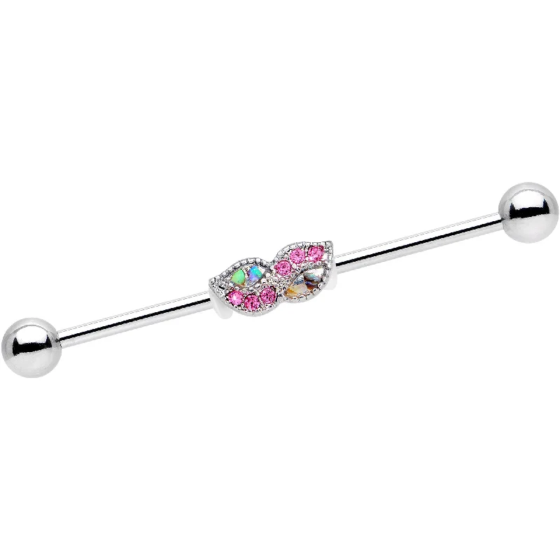 Women's Earrings – Elegant Designs for Every Personality--Pink Gem Sparkle Mustache Industrial Barbell 38mm