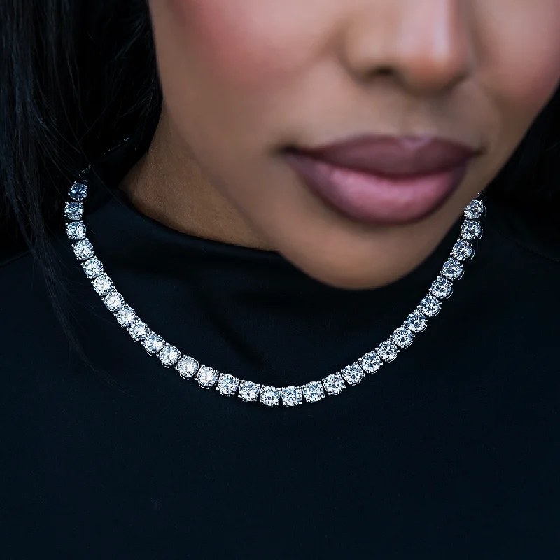 Shop Classic Women's Necklaces & Pendants with a Modern Twist-Diamond Tennis Necklace in White Gold- 7mm Shop Classic Women's Necklaces & Pendants with a Modern Twist-Diamond Tennis Necklace in White Gold- 7mm