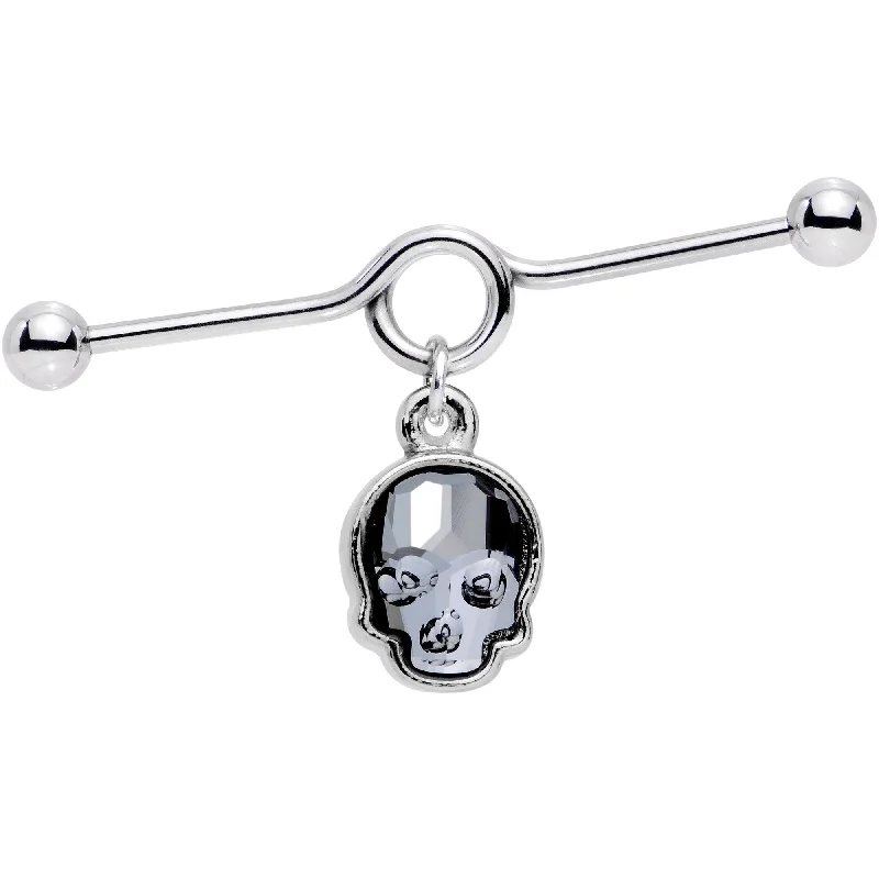 Women's Earrings – Elegant Designs for Every Personality--Sugar Skull Industrial Barbell Created with Crystals