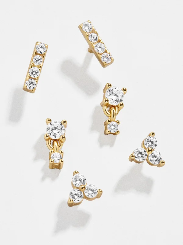 Women's Earrings – Elegant Designs for Every Personality--Lottie 18K Gold Earring Set - Gold/Pavé