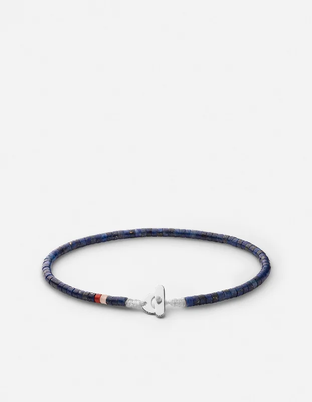 Stylish Bracelets for Men with Unique Shapes-Zane Lapis Bracelet, Sterling Silver