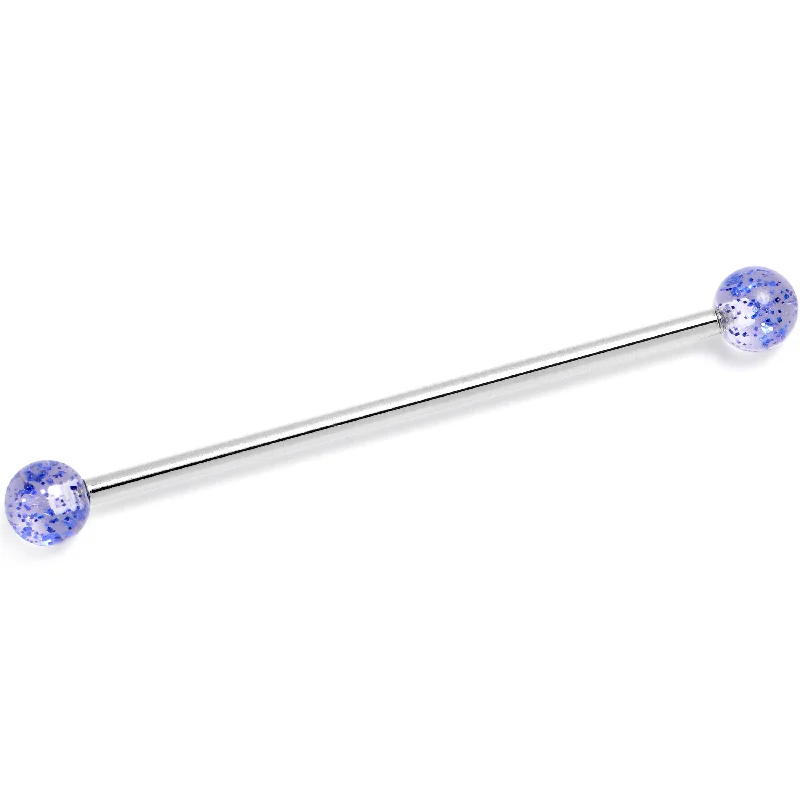 Women's Earrings – Elegant Designs for Every Personality--14 Gauge Internally Threaded Blue Glitter Ends Industrial Barbell 38mm Women's Earrings – Elegant Designs for Every Personality--14 Gauge Internally Threaded Blue Glitter Ends Industrial Barbell 38mm