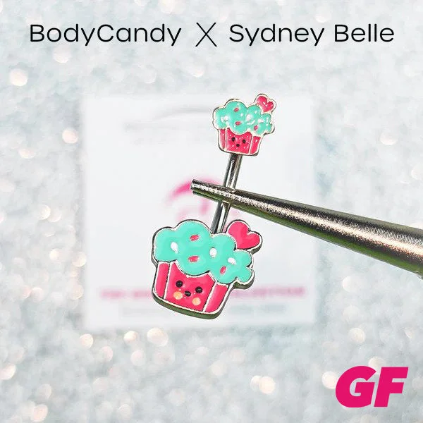 Comfortable Belly Rings for Everyday Wear -Sydney Belle Girlfriend Collection Sweet Happy Cupcake Pink Blue Double Mount Belly Ring Comfortable Belly Rings for Everyday Wear -Sydney Belle Girlfriend Collection Sweet Happy Cupcake Pink Blue Double Mount Belly Ring