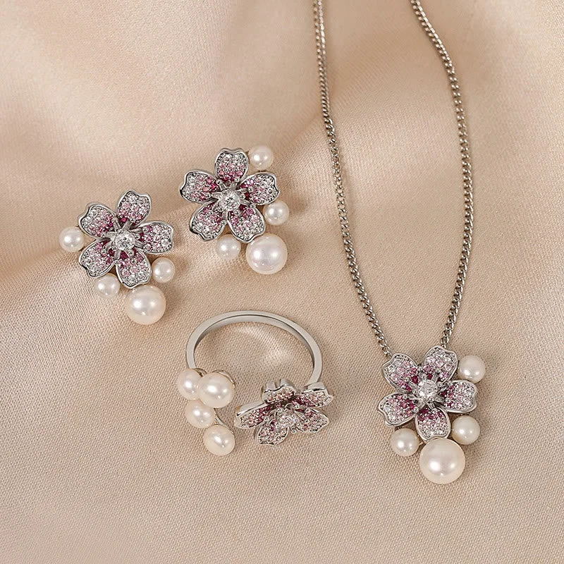 Women's Earrings – Elegant Designs for Every Personality--Buddha Stones Cherry Blossom Sakura Design Pearl Healing Necklace Pendant Ring Earrings Set Women's Earrings – Elegant Designs for Every Personality--Buddha Stones Cherry Blossom Sakura Design Pearl Healing Necklace Pendant Ring Earrings Set