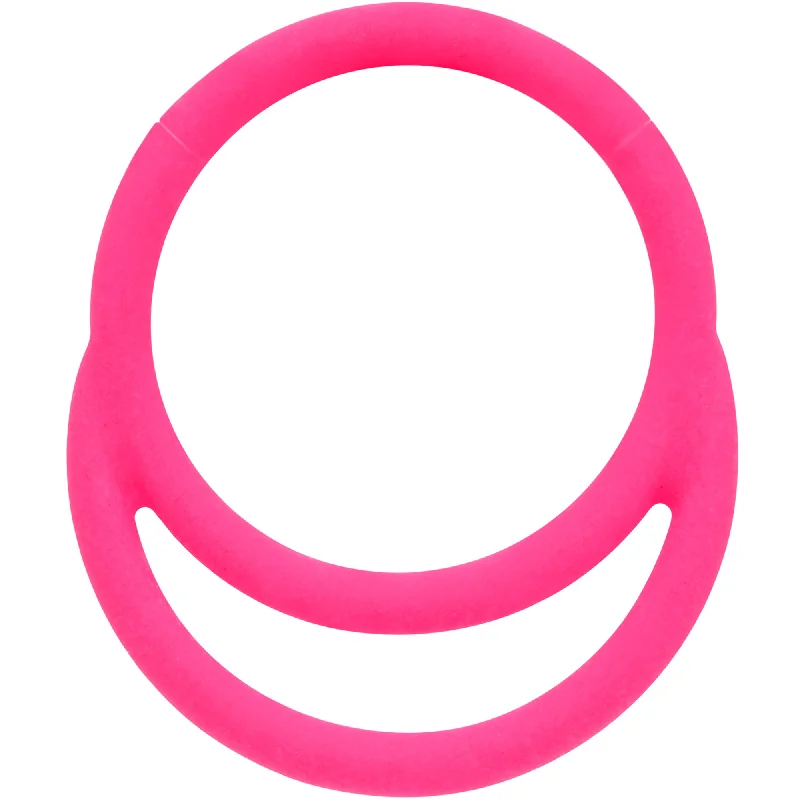 Women's Earrings – Elegant Designs for Every Personality--18 Gauge 3/8 Pink Matte Double Circle Cartilage Hinged Segment Ring