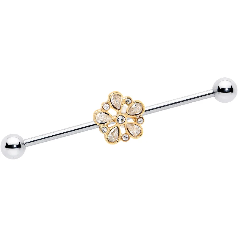 Women's Earrings – Elegant Designs for Every Personality--14 Gauge Clear Gem Filigree Flower Fantasy Industrial Barbell 38mm Women's Earrings – Elegant Designs for Every Personality--14 Gauge Clear Gem Filigree Flower Fantasy Industrial Barbell 38mm