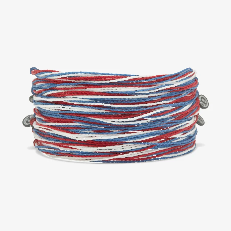 Large Beaded Bangles for Women-Red, White, Blue Friendship 10 Pack