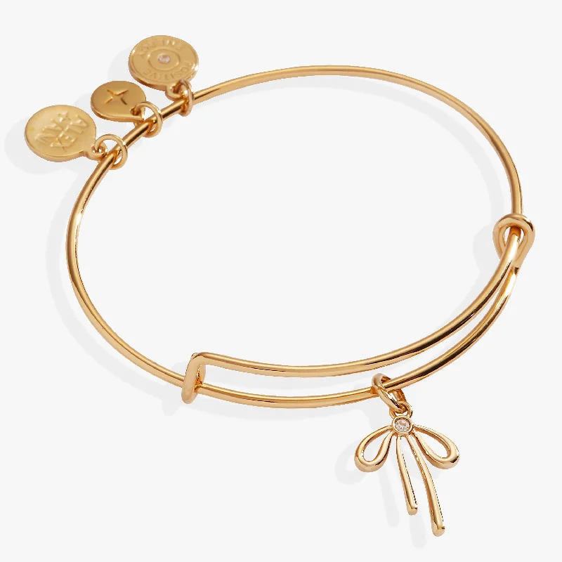Natural Stone Bangles for Women-Bow Duo Charm Bangle