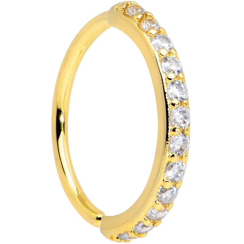 Easy-Fit Nose Rings -18 Gauge 3/8 Clear CZ Gem Gold Tone Forward Facing Closure Ring Easy-Fit Nose Rings -18 Gauge 3/8 Clear CZ Gem Gold Tone Forward Facing Closure Ring