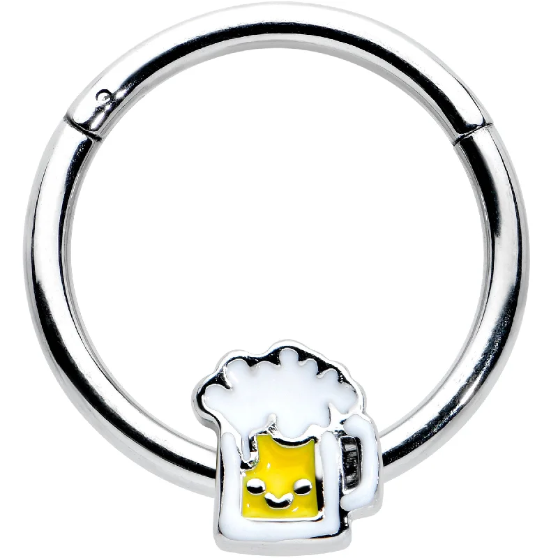 Nose Rings with Hooks -16 Gauge 3/8 Sweet Happy Beer St Patricks Hinged Segment Ring Nose Rings with Hooks -16 Gauge 3/8 Sweet Happy Beer St Patricks Hinged Segment Ring