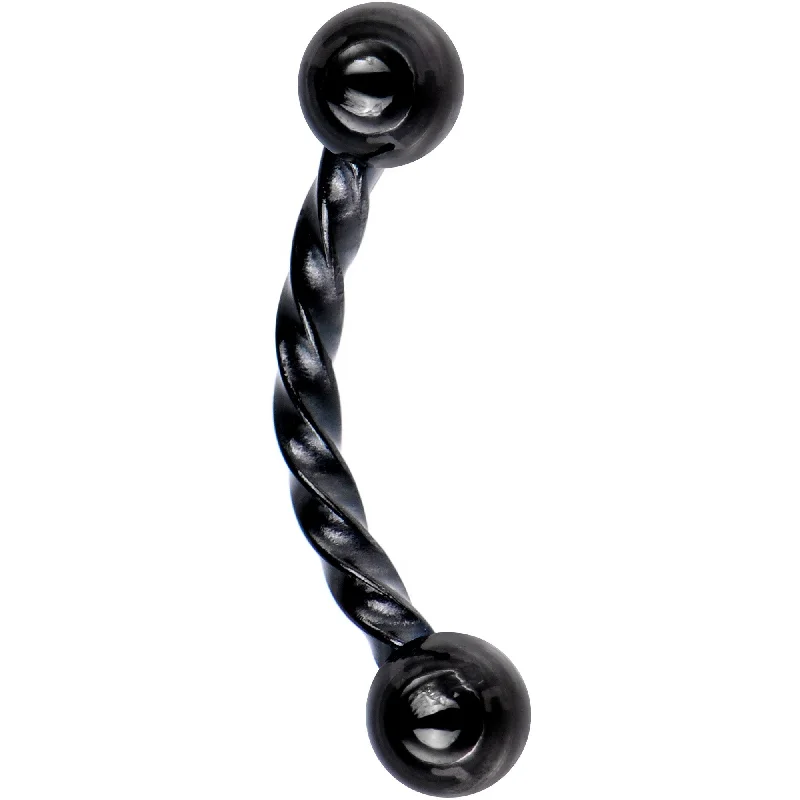 Women's Earrings – Elegant Designs for Every Personality--16 Gauge 5/16 Black IP Seriously Twisted Curved Eyebrow Ring