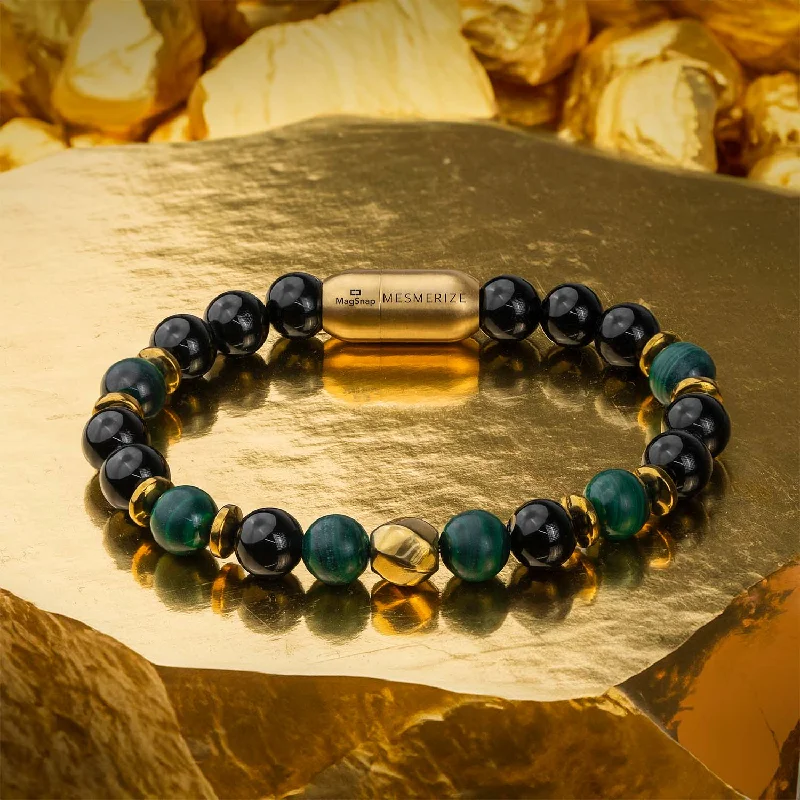 Casual Beaded Bracelets for Men-Prosperity Gloss Onyx & Malachite Natural Stone Bracelet Casual Beaded Bracelets for Men-Prosperity Gloss Onyx & Malachite Natural Stone Bracelet