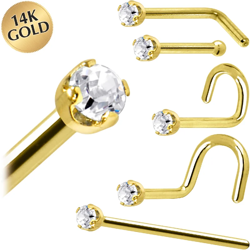 Nose Rings with Easy Closure -Solid 14KT Yellow Gold 1.5mm Genuine Diamond Nose Ring Nose Rings with Easy Closure -Solid 14KT Yellow Gold 1.5mm Genuine Diamond Nose Ring