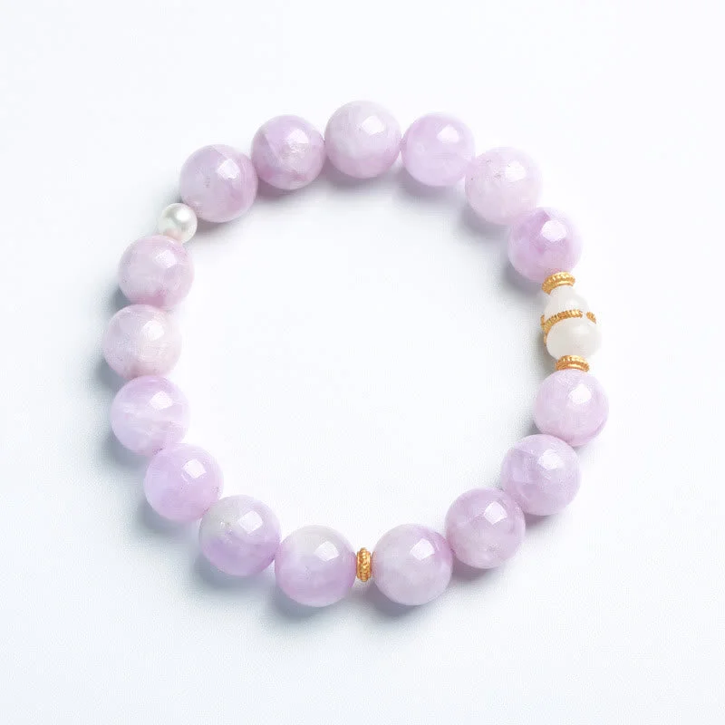 Engraved Simple Bangles for Women-Buddha Stones Kunzite Hetian White Jade Gourd Love Spiritual Growth Bracelet