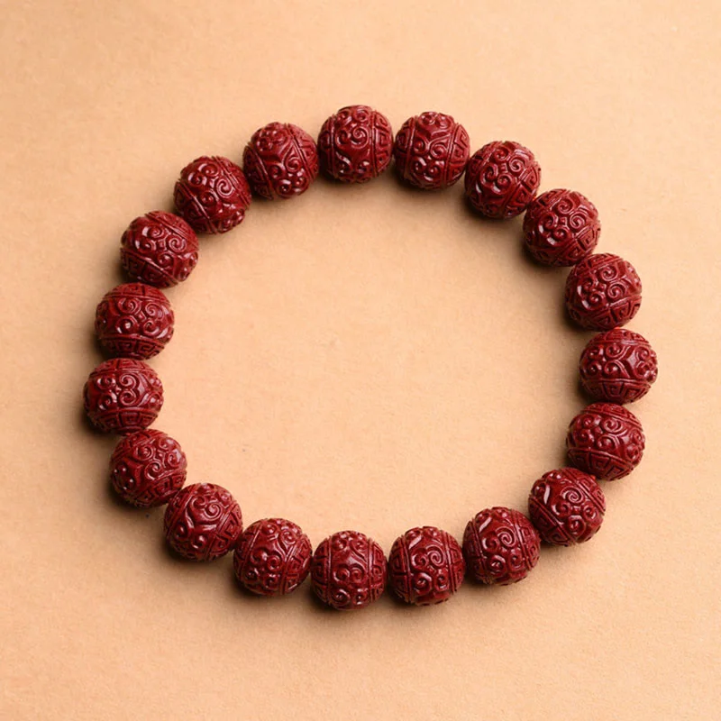 Cool Men's Leather Bracelets with Metal Details-Buddha Stones Natural Cinnabar Om Mani Padme Hum Fret Pattern Lotus Blessing Bracelet Cool Men's Leather Bracelets with Metal Details-Buddha Stones Natural Cinnabar Om Mani Padme Hum Fret Pattern Lotus Blessing Bracelet