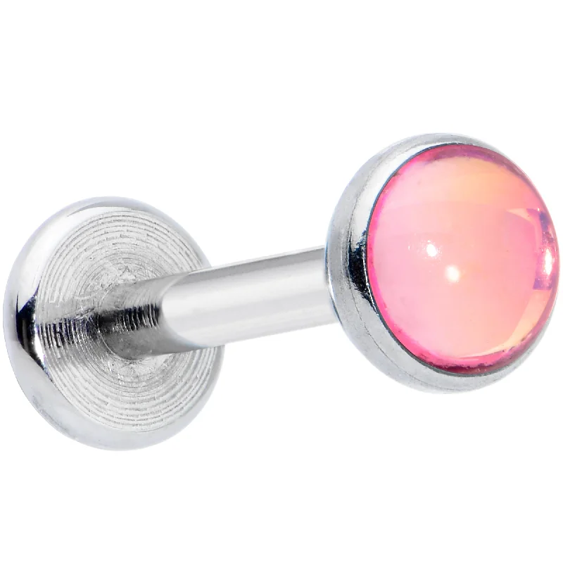 Comfortable and Trendy Lip Rings16 Gauge 5/16 Pink Faux Opal Internally Threaded Labret Monroe Tragus