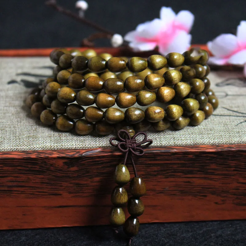 Trendy Men's Bracelets with Engraved Quotes-Buddha Stones 108 Mala Teardrop Beads Natural Phoebe Zhennan Wood Protection Bracelet Trendy Men's Bracelets with Engraved Quotes-Buddha Stones 108 Mala Teardrop Beads Natural Phoebe Zhennan Wood Protection Bracelet