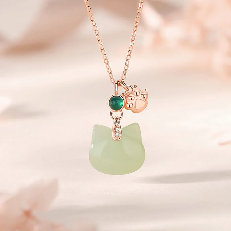 Shop Classic Women's Necklaces & Pendants with a Modern Twist-Buddha Stones Hetian Jade 925 Sterling Silver Plated Gold Cat Head Cat Paw Abundance Necklace Pendant Shop Classic Women's Necklaces & Pendants with a Modern Twist-Buddha Stones Hetian Jade 925 Sterling Silver Plated Gold Cat Head Cat Paw Abundance Necklace Pendant