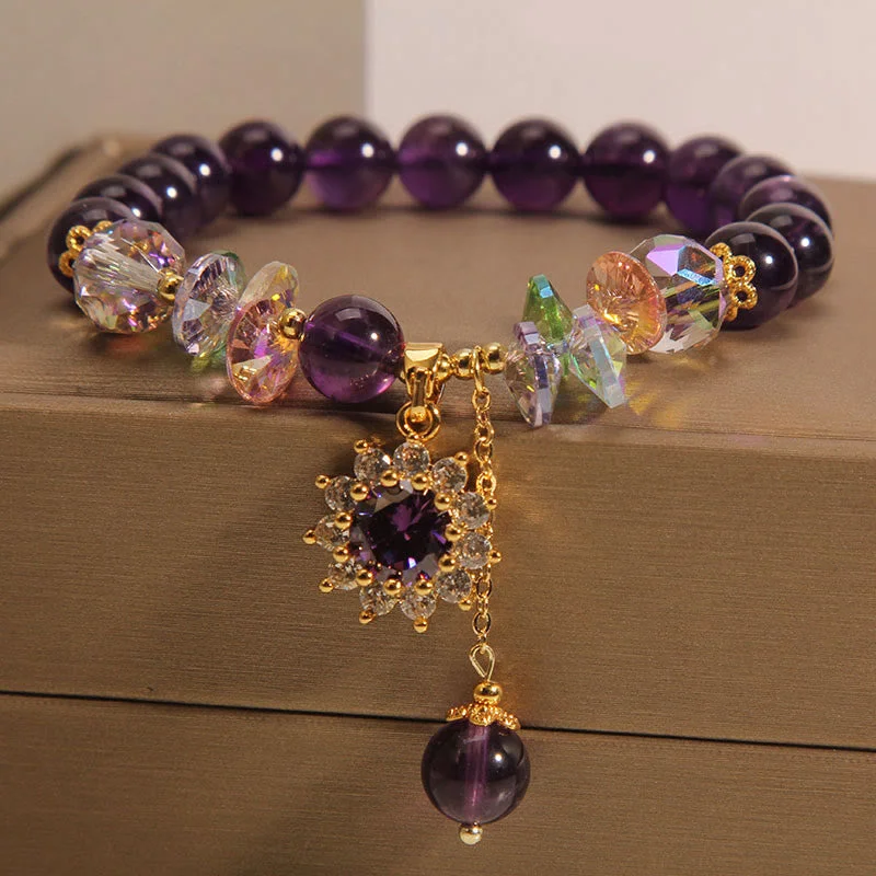 Men's Metal Bracelets for Fashion Forward Style-Buddha Stones Amethyst Green Crystal Citrine White Crystal Sunflower Spiritual Awareness Bracelet Men's Metal Bracelets for Fashion Forward Style-Buddha Stones Amethyst Green Crystal Citrine White Crystal Sunflower Spiritual Awareness Bracelet