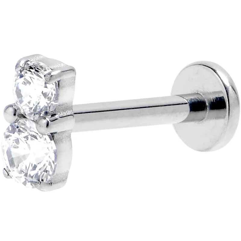 Lip Rings for Fashion-Forward Women16 Gauge 5/16 Clear Gem G23 Titanium Threadless Push In Labret Tragus