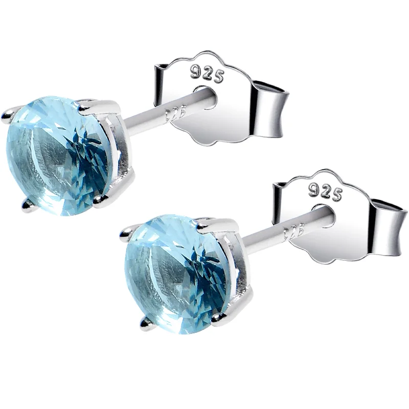 Women's Earrings – Elegant Designs for Every Personality--5mm CZ 925 Sterling Silver March Birthstone Stud Earrings