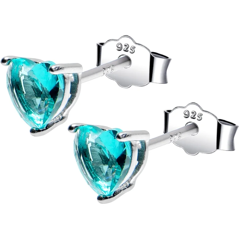 Women's Earrings – Elegant Designs for Every Personality--5mm CZ  Heart 925 Sterling Silver December Birthstone Stud Earrings