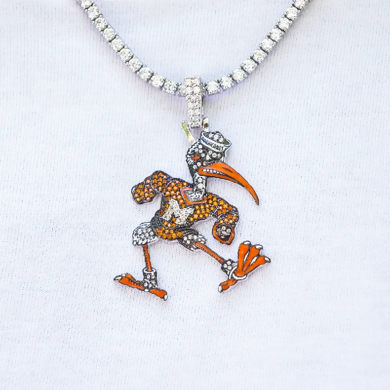 Fashionable Beaded Bracelets for Men-Miami Hurricanes Official NCAA Mascot Pendant