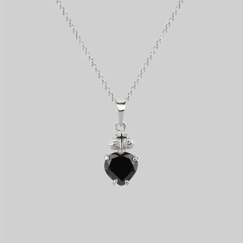 Shop Classic Women's Necklaces & Pendants with a Modern Twist-The Sacred Heart Black Spinel Necklace - Silver Shop Classic Women's Necklaces & Pendants with a Modern Twist-The Sacred Heart Black Spinel Necklace - Silver