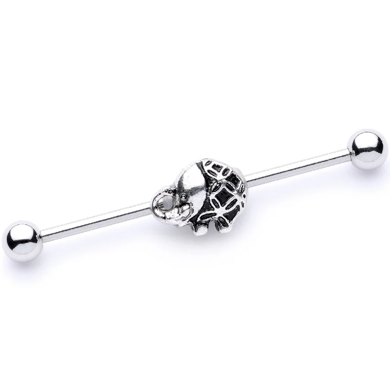 Women's Earrings – Elegant Designs for Every Personality--14 Gauge Whimsical Round Elephant Industrial Barbell 38mm Women's Earrings – Elegant Designs for Every Personality--14 Gauge Whimsical Round Elephant Industrial Barbell 38mm
