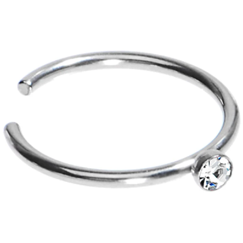 Comfortable and Elegant Nose Rings for Women -20 Gauge Stainless Steel Clear Gem Nose Hoop