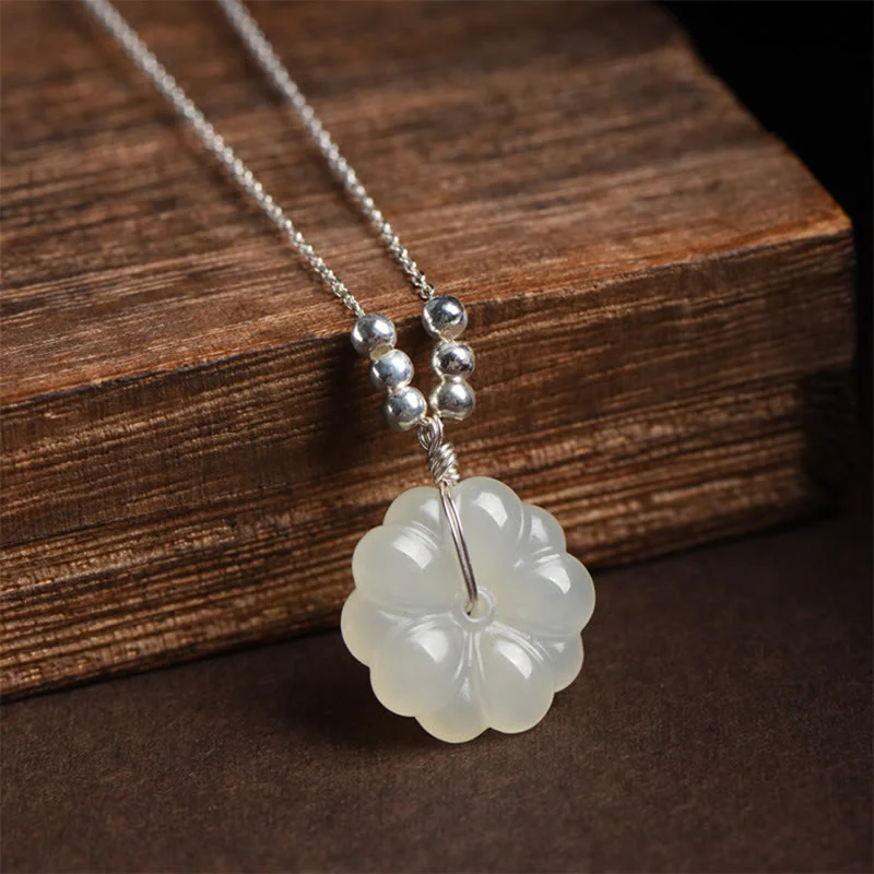 Shop Classic Women's Necklaces & Pendants with a Modern Twist-Buddha Stones 925 Sterling Silver Hetian White Jade Cosmos Flower Happiness Necklace Pendant Shop Classic Women's Necklaces & Pendants with a Modern Twist-Buddha Stones 925 Sterling Silver Hetian White Jade Cosmos Flower Happiness Necklace Pendant