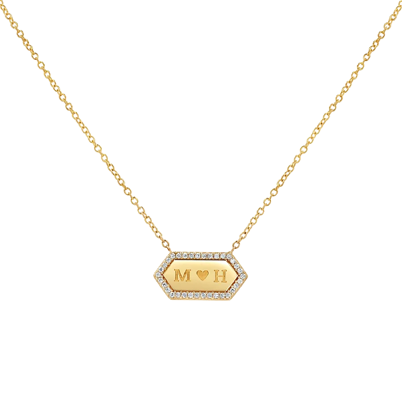 Shop Classic Women's  Necklaces & Pendants with a Modern Twist-Diamond Hex Engravable Tag Necklace