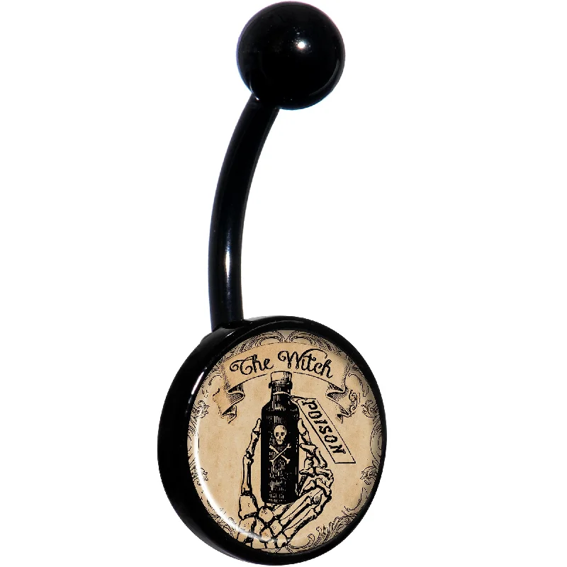 Beautiful Belly Rings with Shiny Stones -Witches Brew Poison Potion Halloween Black Belly Ring Beautiful Belly Rings with Shiny Stones -Witches Brew Poison Potion Halloween Black Belly Ring