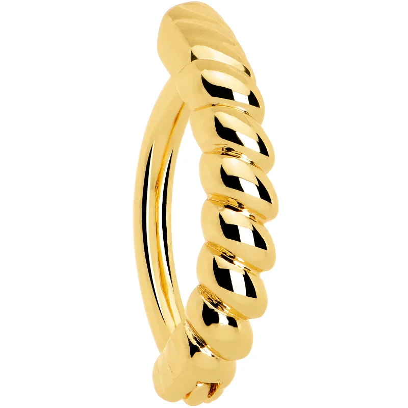 Comfortable Belly Rings with Chic Finish -Gold Tone Classic Rope Style Hinged Hoop Belly Ring Comfortable Belly Rings with Chic Finish -Gold Tone Classic Rope Style Hinged Hoop Belly Ring