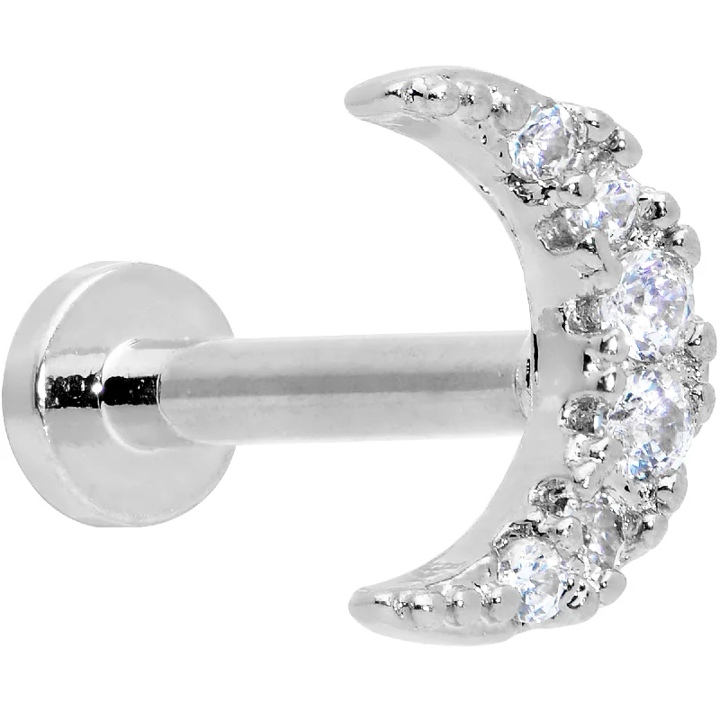 Stunning Lip Rings for Glamorous Look16 Gauge 5/16 Clear CZ Gem Crescent Moon Internal Thread Labret Tragus
