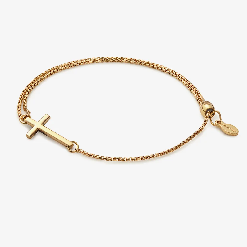 Modern Gold Bangles for Women-Pull Chain Cross Bracelet