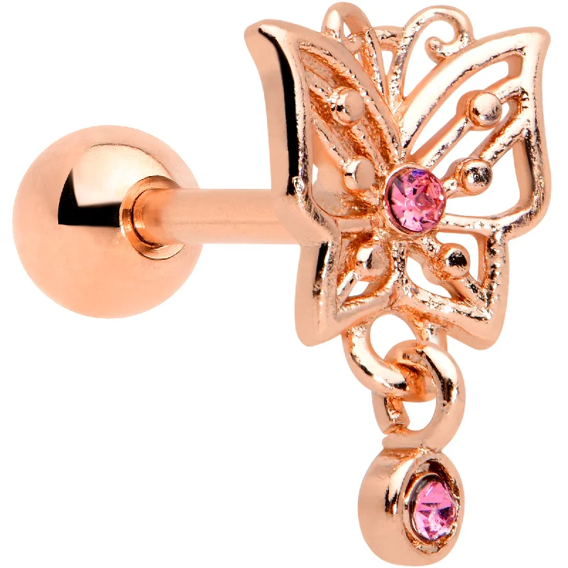 Women's Earrings – Elegant Designs for Every Personality--16 Gauge 1/4 Pink CZ Gem Rose Gold Tone Butterfly Cartilage Tragus Women's Earrings – Elegant Designs for Every Personality--16 Gauge 1/4 Pink CZ Gem Rose Gold Tone Butterfly Cartilage Tragus