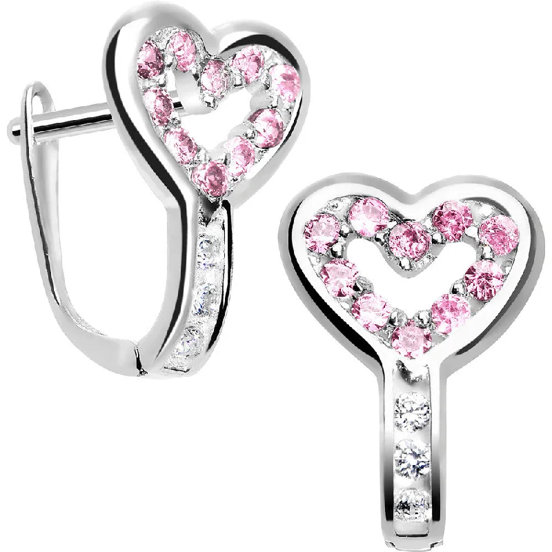Women's Earrings – Elegant Designs for Every Personality--Sterling Silver Heart CZ October Birthstone Youth Leverback Earrings