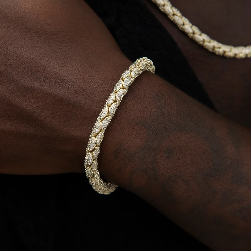 Personalized Charm Bracelets for Men with Initials-Diamond Pave Reptile Bracelet in Yellow Gold