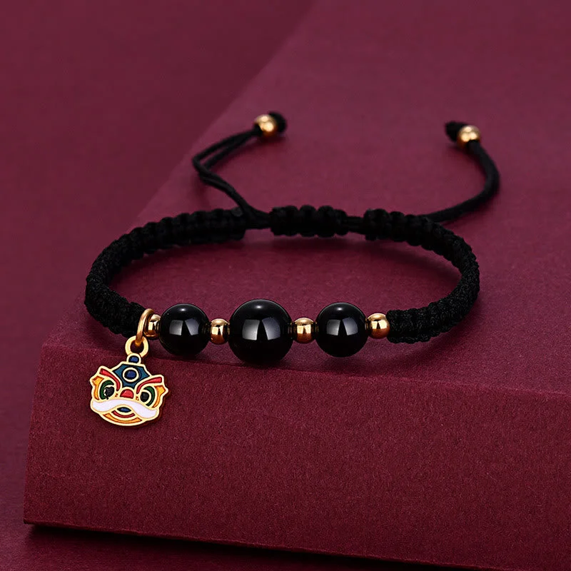 Personalized Cuff Bangles for Women-Buddha Stones Handmade Black Onyx Bead Dancing Lion Fortune Bracelet Personalized Cuff Bangles for Women-Buddha Stones Handmade Black Onyx Bead Dancing Lion Fortune Bracelet