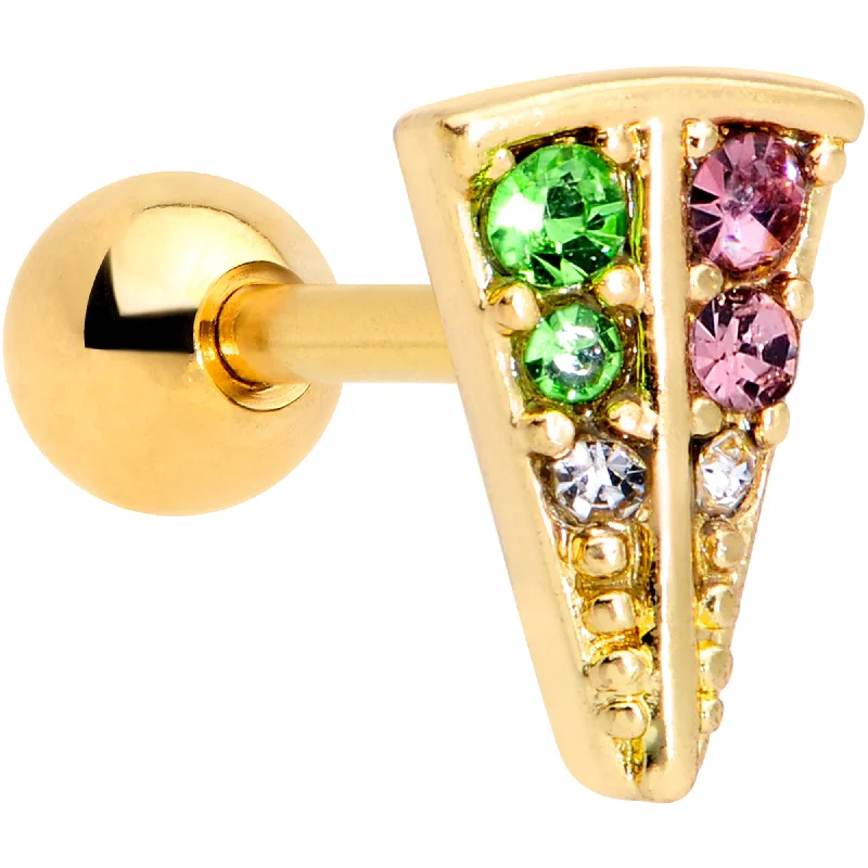 Women's Earrings – Elegant Designs for Every Personality--16 Gauge 1/4 Pink Green Gem Gold Tone Triangle Cartilage Tragus Earring Women's Earrings – Elegant Designs for Every Personality--16 Gauge 1/4 Pink Green Gem Gold Tone Triangle Cartilage Tragus Earring