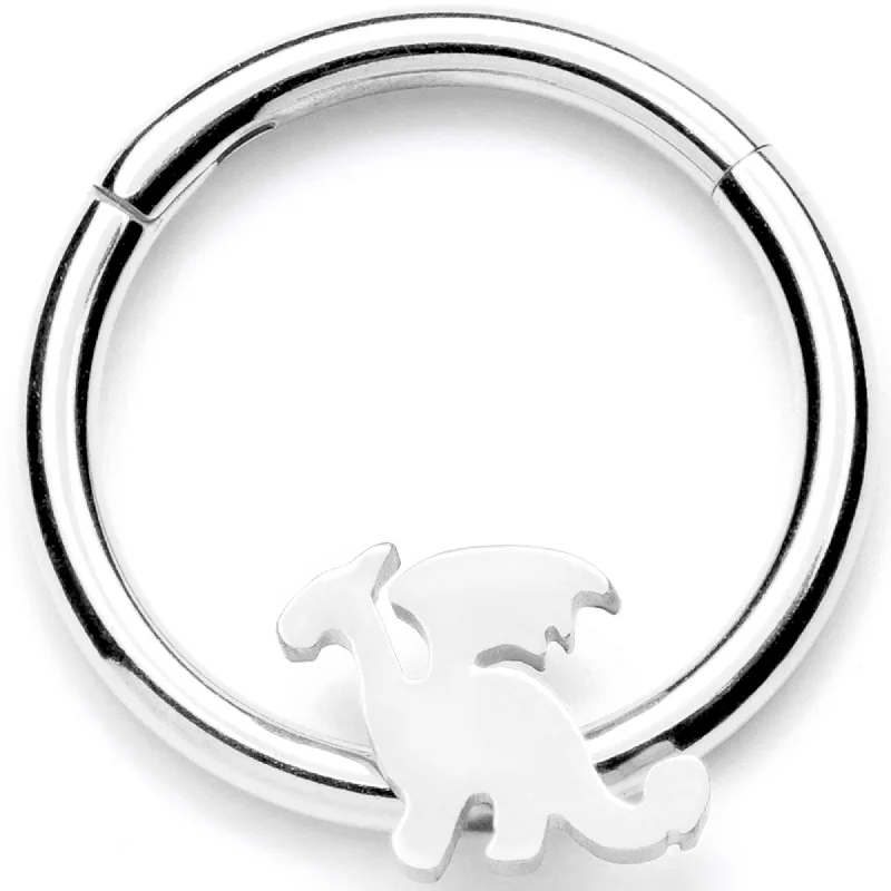 Silver Lip Rings for Timeless Look16 Gauge 3/8 Fantasy Dragon Hinged Segment Ring