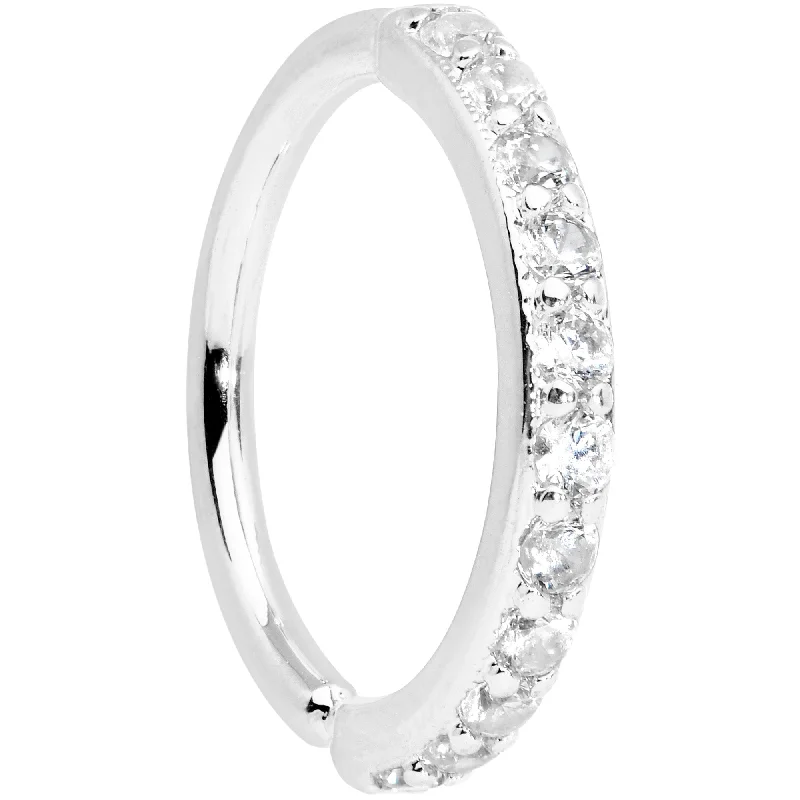 Nose Rings for All-Purpose Fashion -16 Gauge 3/8 Clear CZ Gem Forward Facing Closure Ring Nose Rings for All-Purpose Fashion -16 Gauge 3/8 Clear CZ Gem Forward Facing Closure Ring
