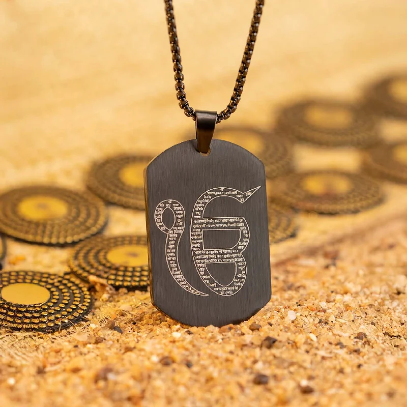 Exclusive Men's Necklaces & Pendants for the Modern Gentleman-Ik Onkar MicroCarved Tag Necklace Exclusive Men's Necklaces & Pendants for the Modern Gentleman-Ik Onkar MicroCarved Tag Necklace