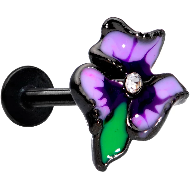 Sparkling Lip Rings for Extra Glam16 Gauge 5/16 Clear Gem Black Iris Flower Labret Monroe Tragus Sparkling Lip Rings for Extra Glam16 Gauge 5/16 Clear Gem Black Iris Flower Labret Monroe Tragus